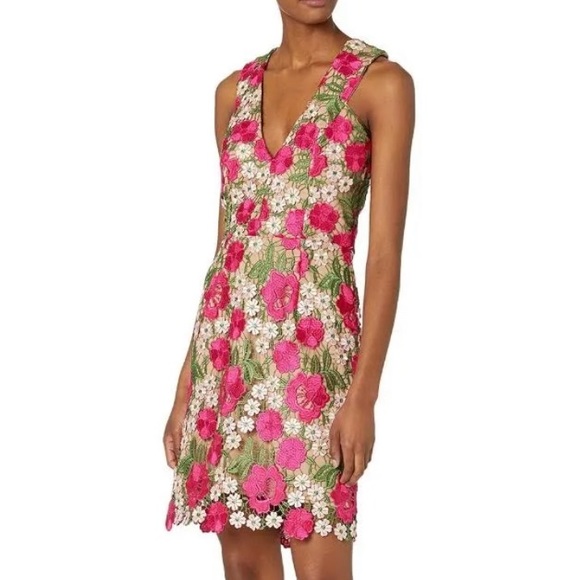Dress the Population Dresses & Skirts - Dress the Population Mina Dress XS Floral Crochet Mini Wedding Cocktail Vacation